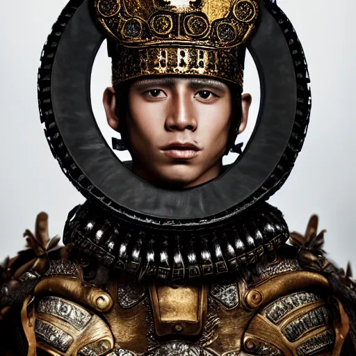Image similar to a portrait of a beautiful young mayan male wearing an alexander mcqueen armor , photographed by andrew thomas huang, artistic