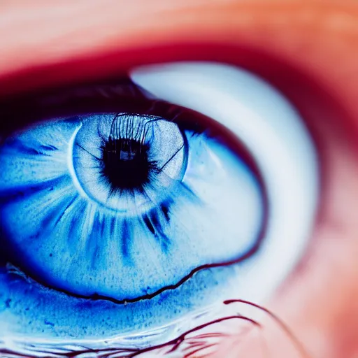 Image similar to Macro Photo of a beautiful woman's eye with a blue very detailed iris, that looks like waves and ripples