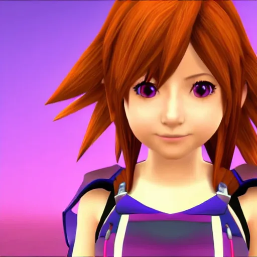 Prompt: kairi from kingdom hearts birth by sleep, in - game graphics, 3 d, cg, cutscene, kingdom hearts opening - n 4