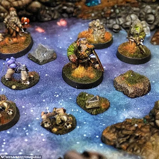Image similar to dwarf pioneers have discovered an ancient path of the great empire of the ancient dwarves, illuminated by crystals and paved with gems