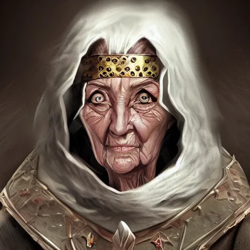 Image similar to old woman warriot fantasy, d & d, digital art
