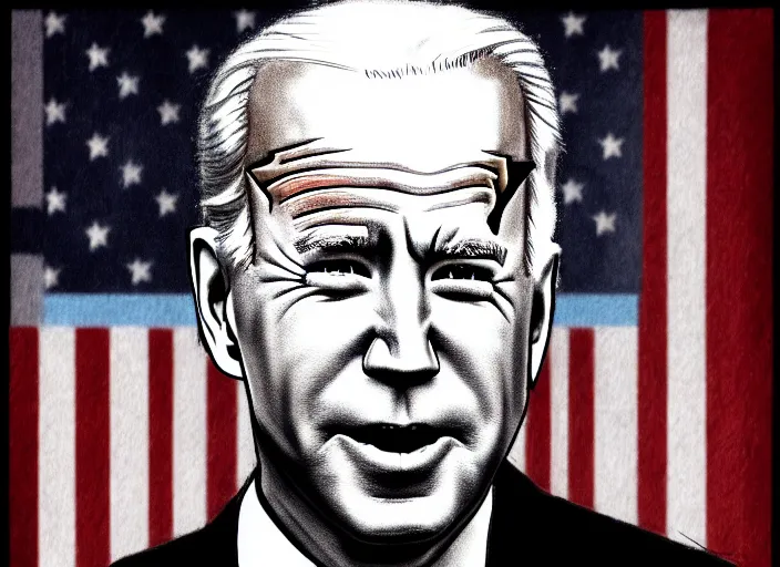 Image similar to an extremely detailed masterpiece grunge drawing of joe biden, in the style of richard avedon, after life, loony toons style, horror themed, detailed, elegant, intricate, trending on artstation, 4 k