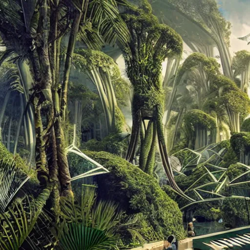 Image similar to epic, ultra detailed, hyper - real alien jungle by zaha hadid and greg rutkowski inside salvador dali