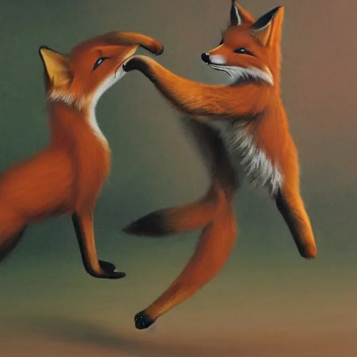 Image similar to two foxes dancing