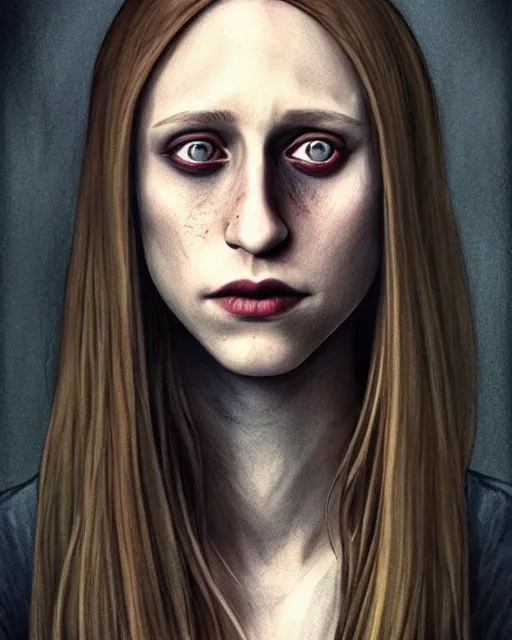 Image similar to gorgeous Taissa Farmiga full body slasher killer holding bloody knife, realistic character concept, spooky, illustration, symmetrical face and body, realistic eyes, cinematic lighting, hyperdetailed, detailed realistic symmetrical eyes, 8k, high resolution, Charlie Bowater, Tom Bagshaw, single face, insanely detailed and intricate, beautiful, elegant, dark forest and trees, vfx, postprocessing