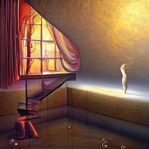 Image similar to the infinite hotel, Mind-Blowing Illusion Painting by Tomek Sętowski