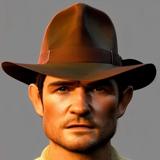 Image similar to hyperrealistic glamour shot of orlando bloom as indiana jones, stunning 3 d render inspired by istvan sandorfi & xiang duan, perfect symmetry, dim volumetric cinematic lighting, 8 k octane comprehensive render, extremely mega hyper - detailed and lifelike attributes & atmosphere, intricate, realistic flesh texture, masterpiece, artstation, stunning,