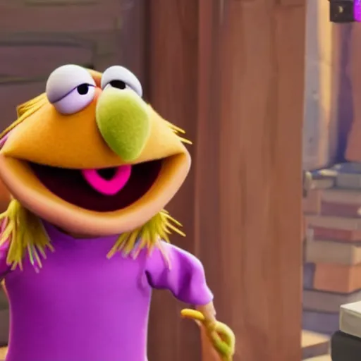 Prompt: bippadotta from the muppets as a wizard, in fortnite