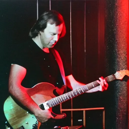 Image similar to jan hammer in a nightclub in florida playing guitar