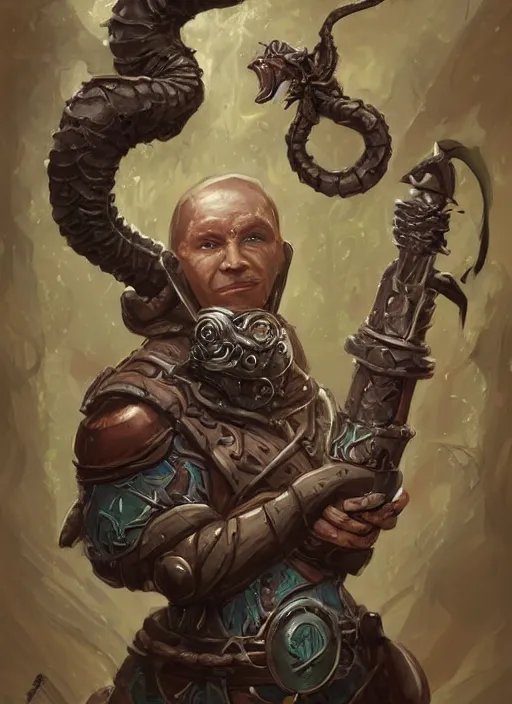 Prompt: cute little anthropomorphic cobra foreteller wearing swamp war hammer, tiny, small, miniature animal, baby animal, short, pale black armor, cute and adorable, pretty, beautiful, DnD character art portrait, matte fantasy painting, DeviantArt Artstation, by Jason Felix by Steve Argyle by Tyler Jacobson by Peter Mohrbacher, cinematic lighting