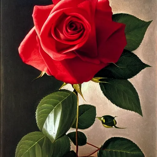 Image similar to red rose, caravaggio