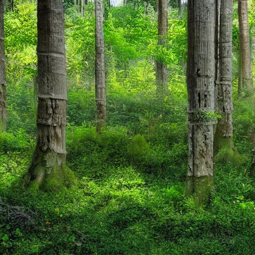 Image similar to Mushroom forest, lush, scenic