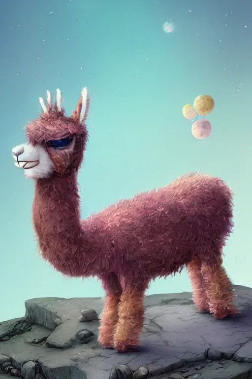 Prompt: A cute adorable furry llama made of dreams and hopes, 4k hd storybook illustration by Brian Froud, Geoff Darrow, Moebius, Beeple, detailed illustration, #oc, Artstation, CGsociety, behance