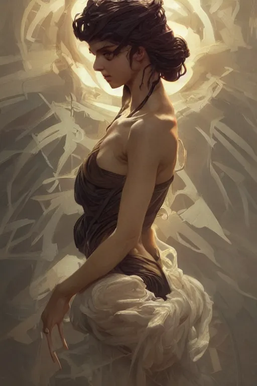 Image similar to extremely ugly terrifying woman, dramatic shadows, dramatic lighting, intricate, elegant, highly detailed, digital painting, artstation, concept art, smooth, sharp focus, illustration, art by artgerm and greg rutkowski and alphonse mucha