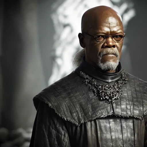 Image similar to a beautiful detailed photograph of samuel jackson in game of thrones fantasy, volumetric lighting, high details