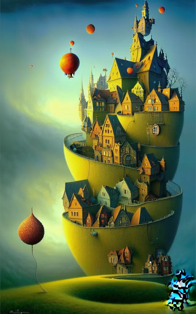 Prompt: gediminas pranckevicius an oil on canvas portrait painting of mickey mouse, surrealism, surrealist, cosmic horror, rob gonsalves, high detail fantastic world castle happy place, volumetric light godray