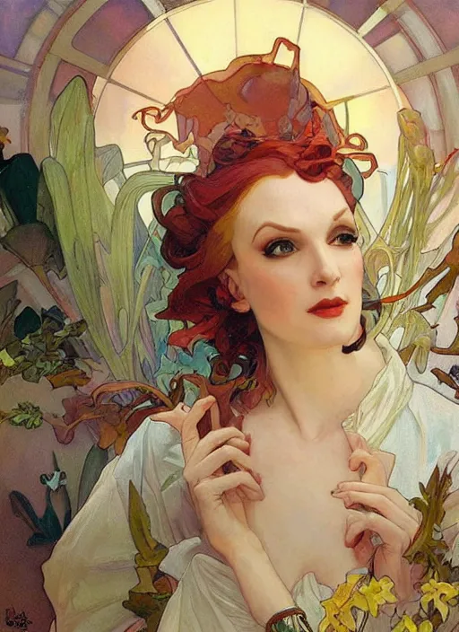 Image similar to jinkx monsoon, painting by artgerm and greg rutkowski and alphonse mucha