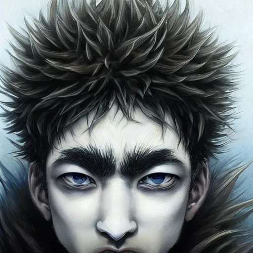 Image similar to extreme close - up by kentaro miura, by tony sart incredible. a beautiful art installation of a bright & fiery soul a power to do great things ; but i fear you may one day unleash such a tempest of fire that you may consume yourself, & all the world around you.
