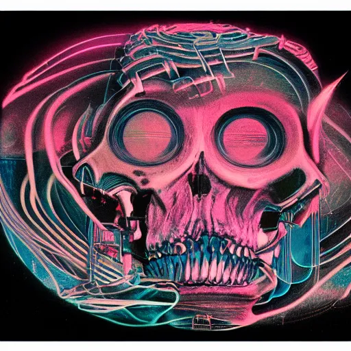 Prompt: photograph of a pastel screen print on thick paper of album artwork for the band TOOL designed by Ash Thorp and Nychos. No skulls.