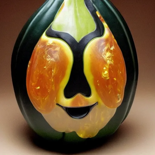 Image similar to gourd with face of amber heard hybrid intercross mix as a gourd