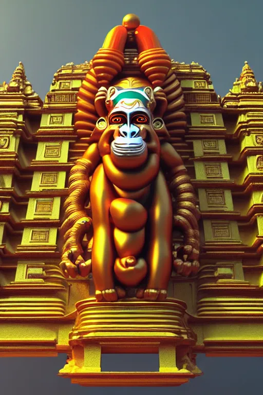 Prompt: high quality 3 d render sci - fi neoclassical mumbai, kalighat hanuman!! head building, highly detailed, cinematic smooth unreal engine, graeme haunholter, hard morning light, long shot, low angle, uhd 8 k, sharp focus