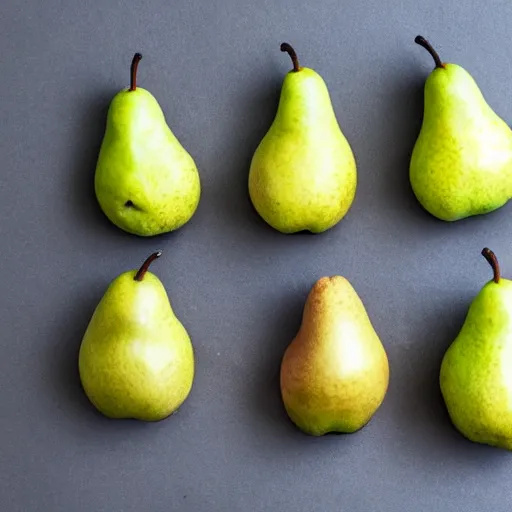 Image similar to a pear cut into seven pieces arranged in a ring