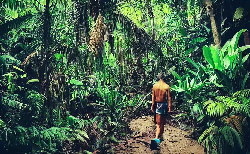 Prompt: “adventurer stumbling upon the wonderful city of El Dorado in the jungle, cinematic, award winning ”