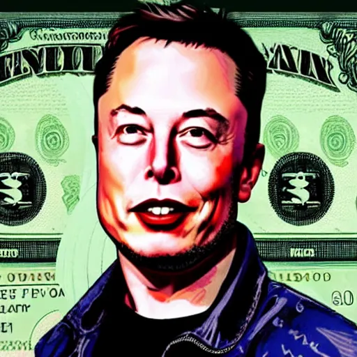 Image similar to Elon musk on the Mars Dollar bill