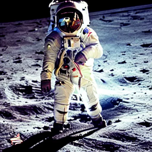 Prompt: photo of the faking of the moon landing