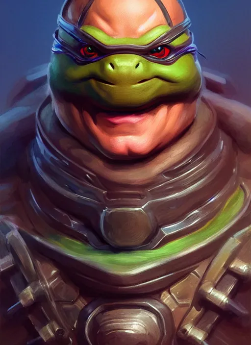 Image similar to portrait of ninja turtle, streampunk!! muscular, intricate, elegant, highly detailed, digital painting, artstation, concept art, smooth, sharp focus, illustration, art by artgerm and greg rutkowski and alphonse mucha