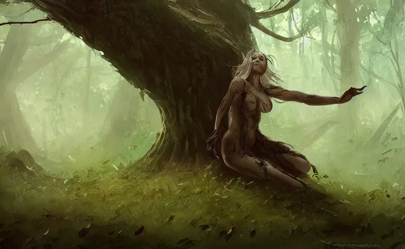 Prompt: A painting of a Forest Nymph trending on artstation in the style of Greg Rutkowski