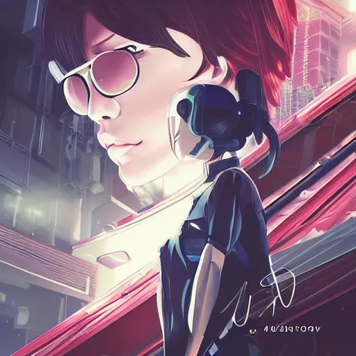 Image similar to Frequency indie album cover, luxury advertisement, white and navy colors. highly detailed post-cyberpunk sci-fi close-up detective mercenary cyborg girl in asian city in style of cytus and deemo, mysterious vibes, by Ilya Kuvshinov, by Greg Tocchini, nier:automata, set in half-life 2, beautiful with eerie vibes, very inspirational, very stylish, with gradients, surrealistic, dystopia, postapocalyptic vibes, depth of filed, mist, rich cinematic atmosphere, perfect digital art, mystical journey in strange world, beautiful dramatic dark moody tones and studio lighting, shadows, bastion game, arthouse