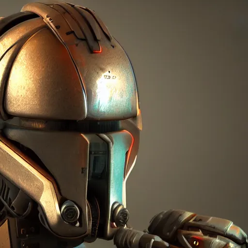 Image similar to cyberpunk helmet stylized borderland sci fiction vray render octane