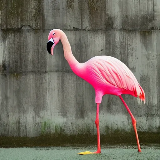 Prompt: photo of giant flamingo bigger than an elephant,