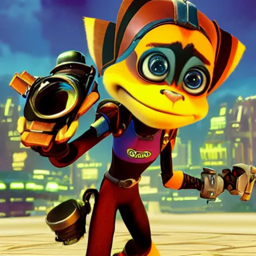 Image similar to ratchet and clank meets violet parr
