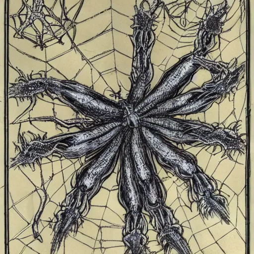 Image similar to Astral spider feeding on humans