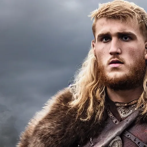 Prompt: jake paul in vikings 4 k detailed super realistic