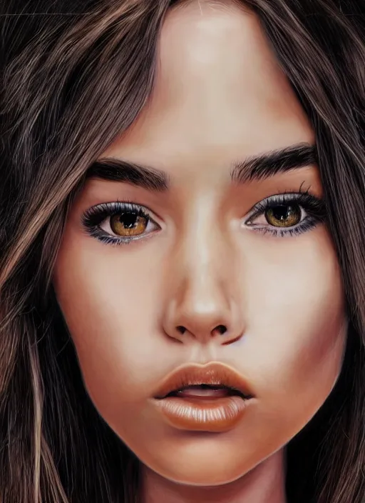 Prompt: Madison Beer realistic 3D portrait by ian spriggs