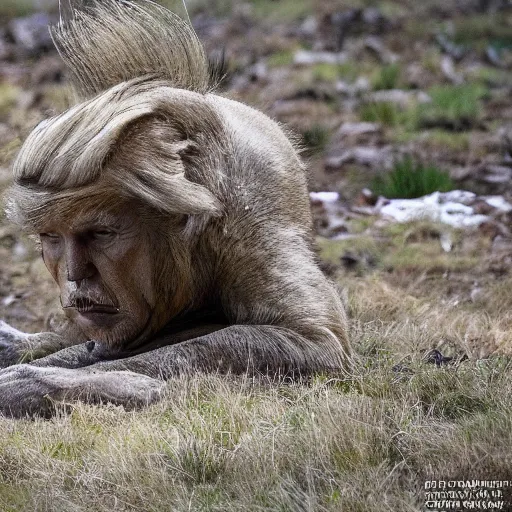 Prompt: national geographic professional photo of trump in his natural habitat, award winning