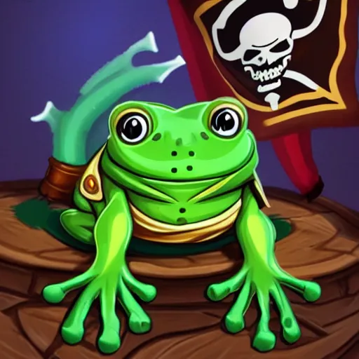 Prompt: pirate frog : a league of legends character