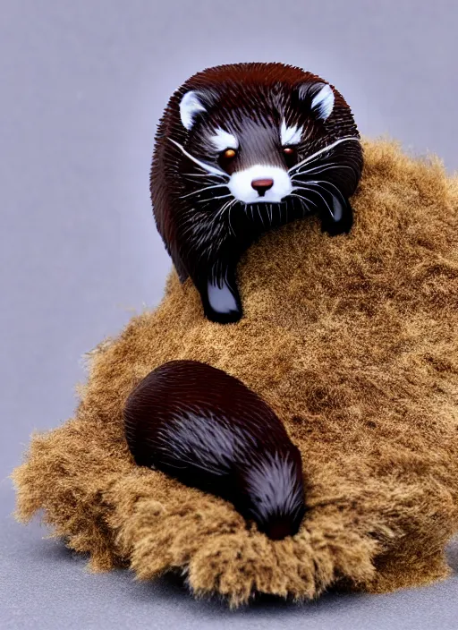 Prompt: 80mm resin detailed miniature of fluffy polecat, Product Introduction Photos, 4K, Full body, simple background