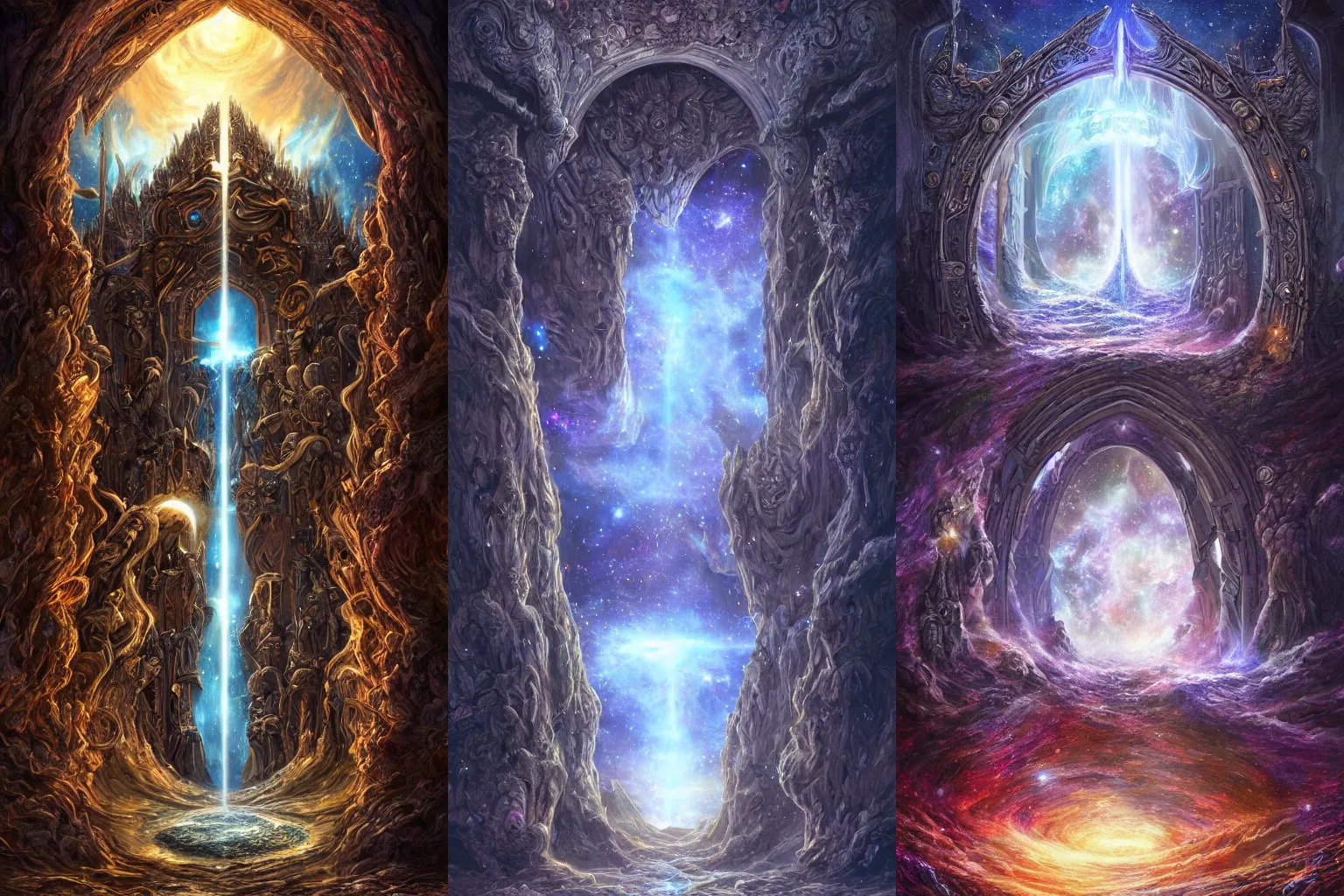Prompt: The gate to the eternal kingdom of galaxies, fantasy, digital art, HD, detailed.