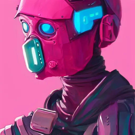 Prompt: stylized ninja - cyberpunk girl, wearing techwear and armor, in the colors hot pink and cyan, beautiful realistic face, highly detailed, digital painting, artstation, concept art, smooth, sharp focus, illustration, art by artgerm, by greg rutkowski, by jeremy mann, by francoise nielly, by kunio okawara,