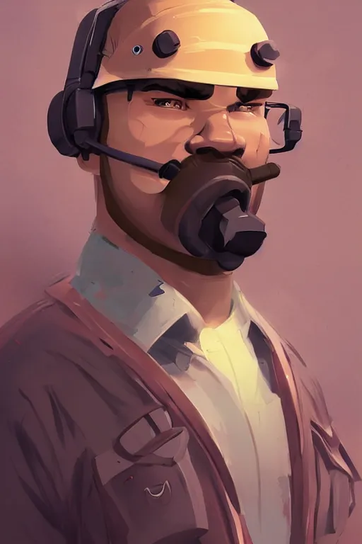 Prompt: beautiful character portrait team fortress 2 engineer character art by ismail inceoglu