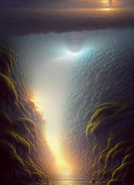 Image similar to a hyper - detailed 3 d render like a oil painting of nature witnessing itself through all consciousness, surrealism!!!!! surreal concept art, lifelike, photorealistic, digital painting, aesthetic, smooth, sharp focus, artstation hd, by greg rutkowski, bruce pennington, valentina remenar and asher duran,