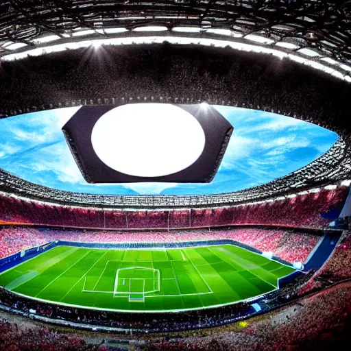 Image similar to an eye with a soccer stadium as the pupil