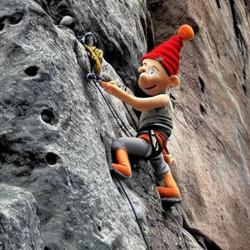 Prompt: Calvin and Hobbes rock climbing