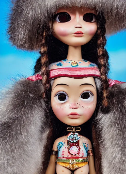 Image similar to closeup profile portrait of tin toy bjork eskimo igloo bikini, depth of field, zeiss lens, detailed, symmetrical, centered, fashion photoshoot, by nicoletta ceccoli, mark ryden, lostfish, breathtaking, 8 k resolution, extremely detailed, beautiful, establishing shot, artistic, hyperrealistic, octane render