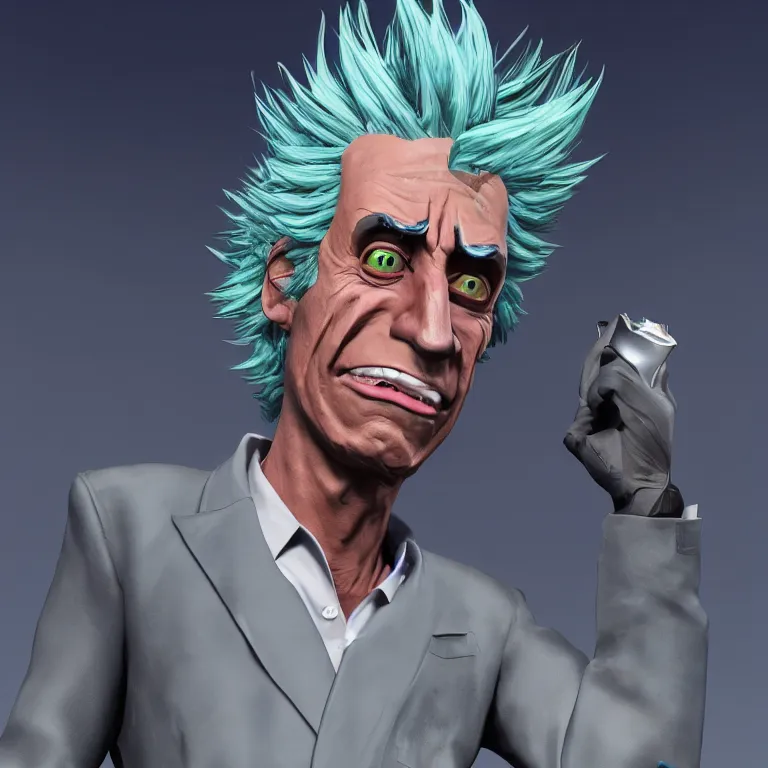 Prompt: Rick Sanchez in real life, 8k wallpaper, photorealistic, highly detailed