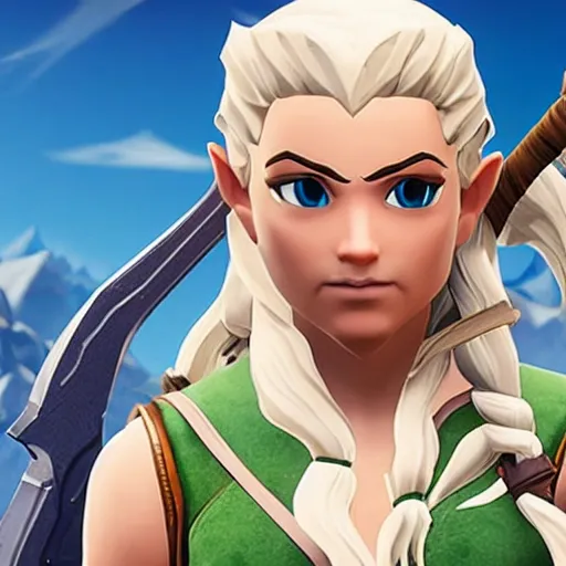 Image similar to legolas in fortnite, character render, full body shot, highly detailed, in game render